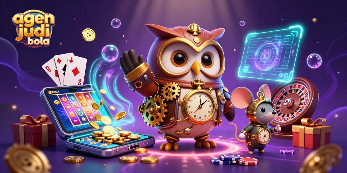 Experience thrilling betting with agen judi bola, featuring exciting characters and casino elements.