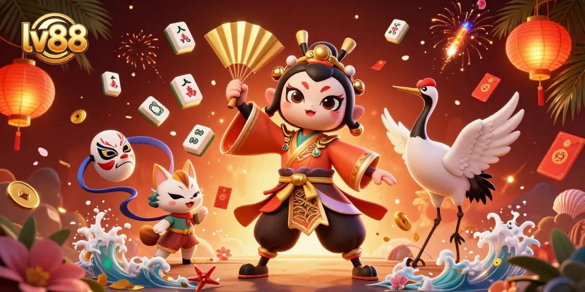 Experience winning moments at lv88 with a vibrant 3D casino scene of interactive game elements.