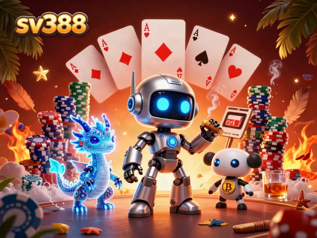 Engage in thrilling cockfighting at sv388 with a captivating robot and dragon duo in a dynamic arena.