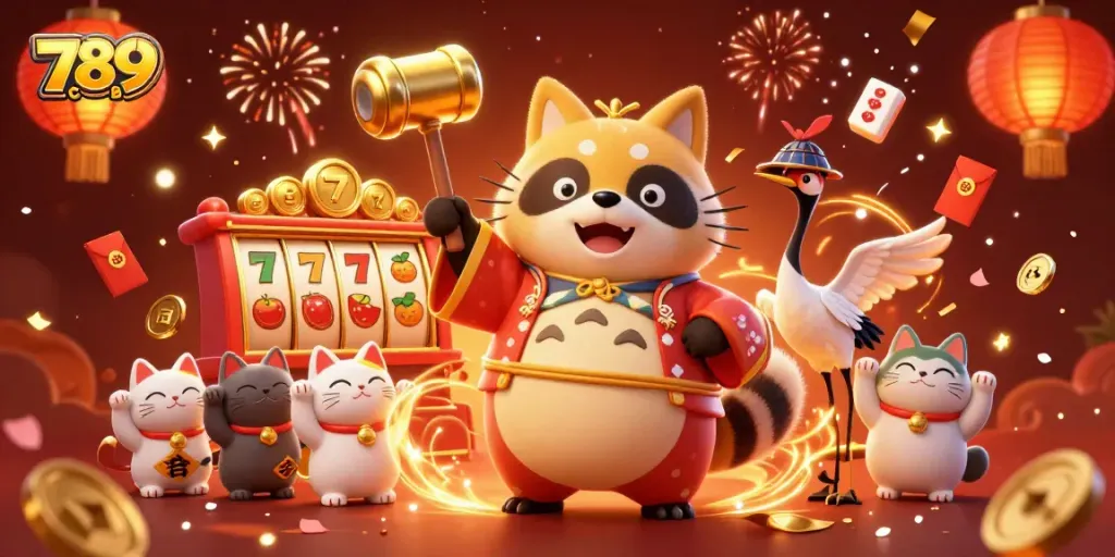 Experience the excitement of 789CLUB with vibrant casino characters celebrating luck and fortune.
