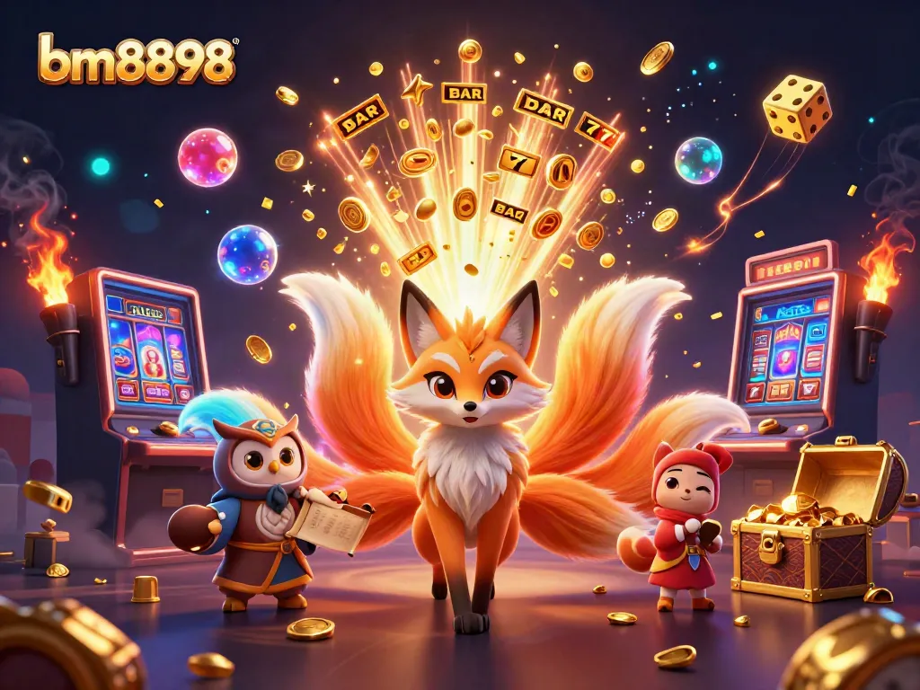 Engage with the vibrant gaming scene featuring bm8898's unique casino elements and characters.
