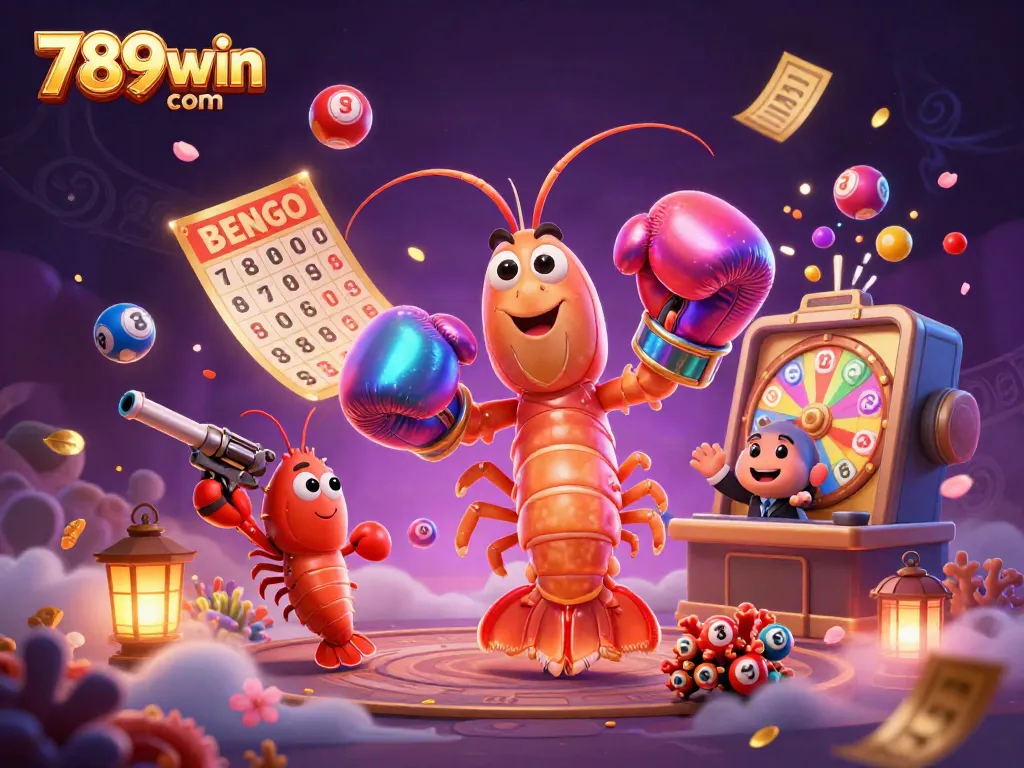 Experience epic gaming fun with 789win com in this vibrant 3D illustration showcasing exciting lottery elements.