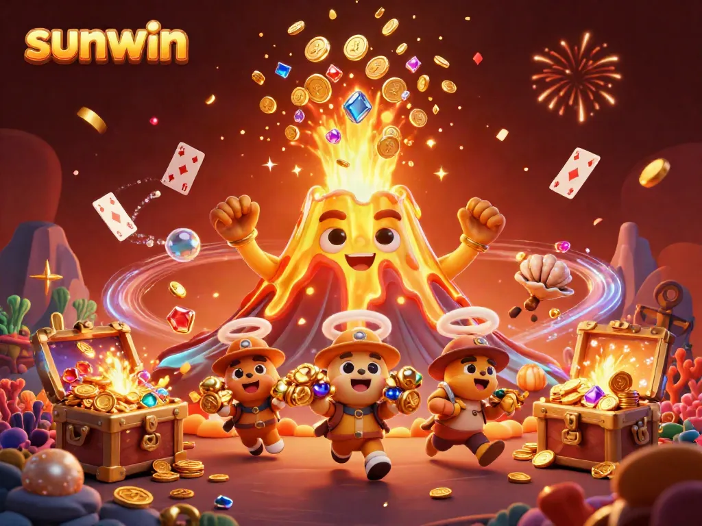 Experience the excitement of sunwin with a scene rich in gold coins and triumphant themes.
