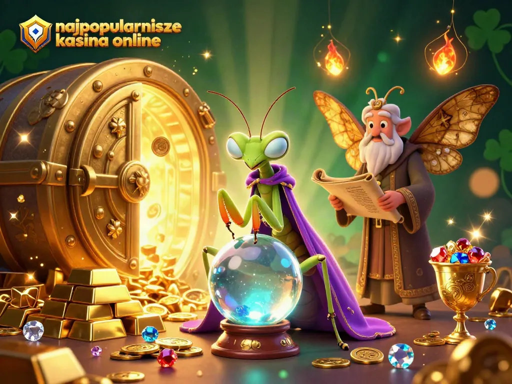 Engage with najpopularniejsze kasyna online through a vibrant 3D illustration featuring a fortune teller and ancient scrolls.