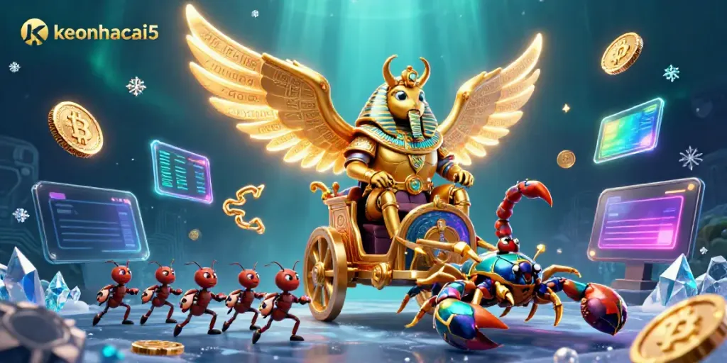 Engage with keonhacai5's exclusive betting experience featuring vibrant characters and animated gaming elements.