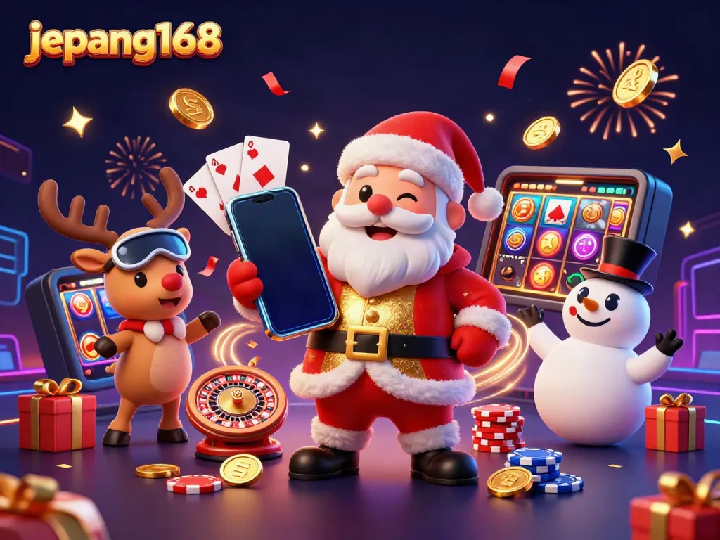 Experience excitement with Jepang168's casino gaming; festive Santa, dynamic gameplay, and sparkling visuals.