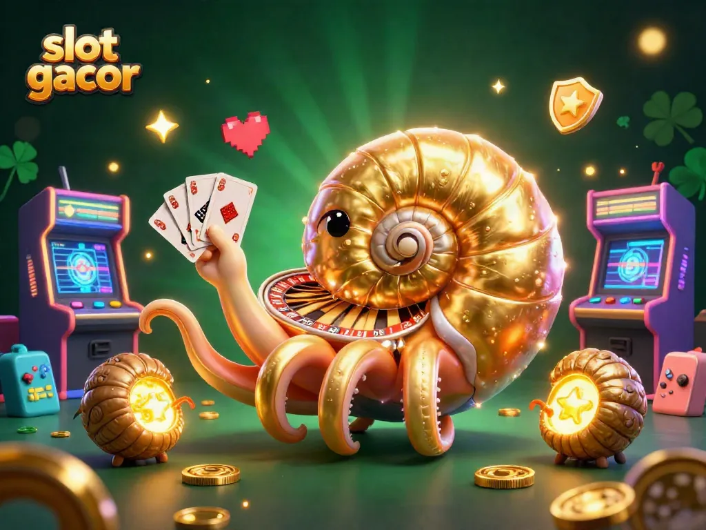 Experience thrilling gameplay in slot gacor with vibrant characters and dynamic casino elements in this 3D illustration.
