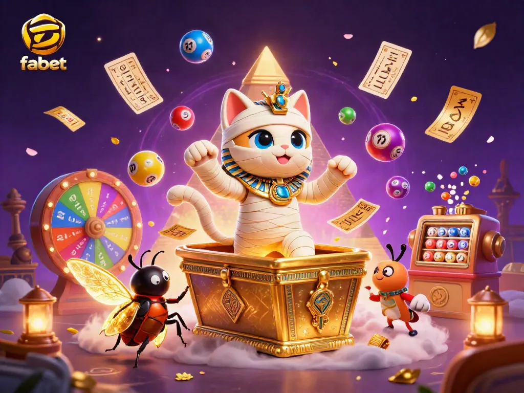 Experience the thrill of fabet with a lively illustration of a mummy cat and games!