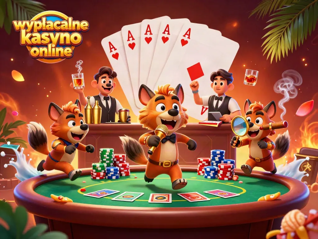 Experience a thrilling scene with vibrant characters at a wypłacalne kasyno online, engaging in exciting gambling activities.