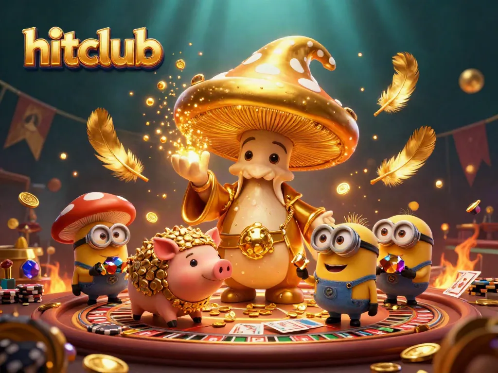 Engage with hitclub's vibrant casino scene featuring a magical wizard and treasures.