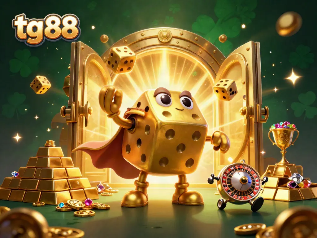 Experience top-tier gaming action at tg 88 with dazzling gold and jewels in an immersive casino scene.