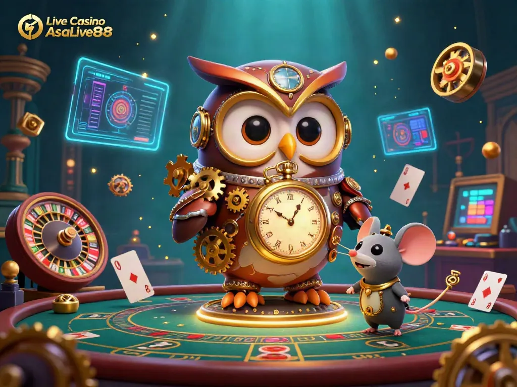 Join the excitement at Live Casino AsiaLive88 with vibrant gaming elements and engaging characters.