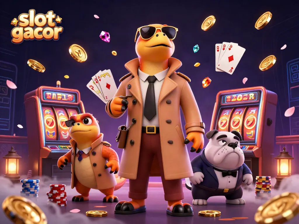Gambarlah slot gacor yang menarik dengan raptor kaya dan bouncer menggoda di kasino.
