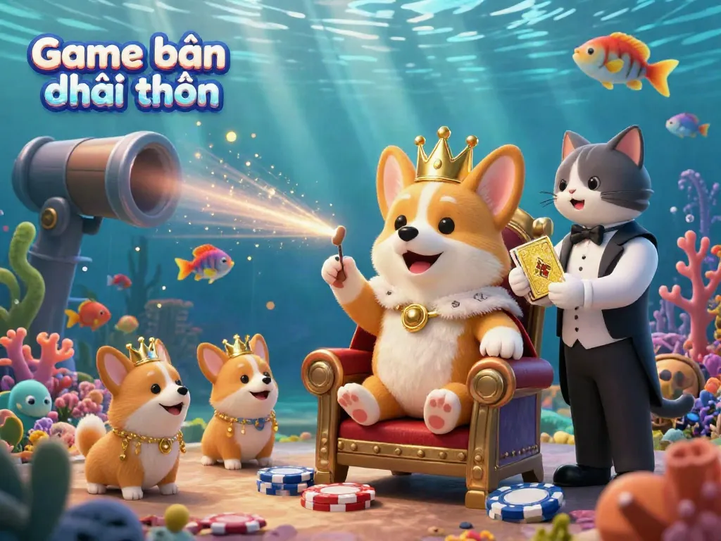 Experience the thrill of Game bắn cá đổi thưởng with a vibrant underwater scene featuring shooting fish elements and colorful sea creatures.