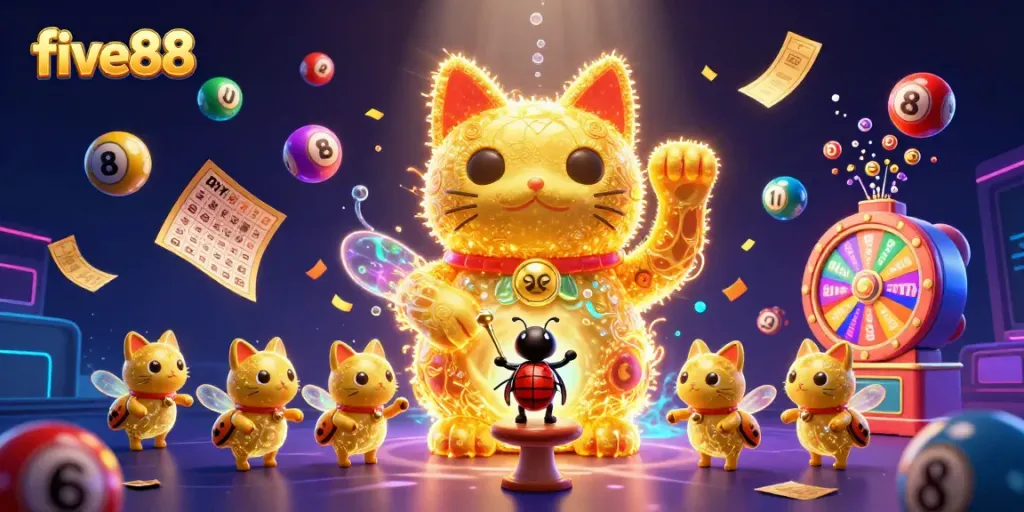 Join five88 to experience exciting casino action with the lucky cat and vibrant game elements!