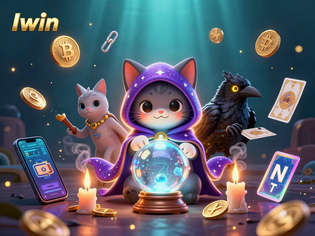 Iwin engages gamblers with a mystical casino scene full of cryptos and vibrant elements.