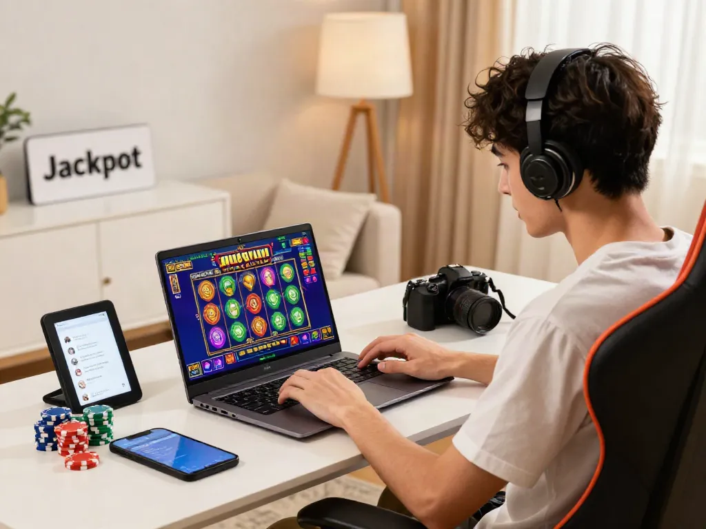 Player enjoying slot88 gaming experience in inviting living room atmosphere.