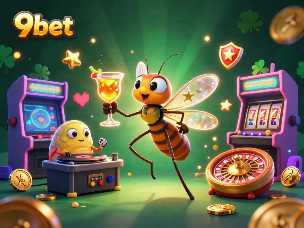 Engage in thrilling experiences with 9bet's captivating casino mascot and exciting game elements.