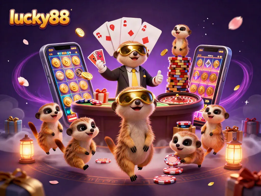 Experience exciting gameplay at lucky88 with cheerful meerkats running a vibrant casino operation.
