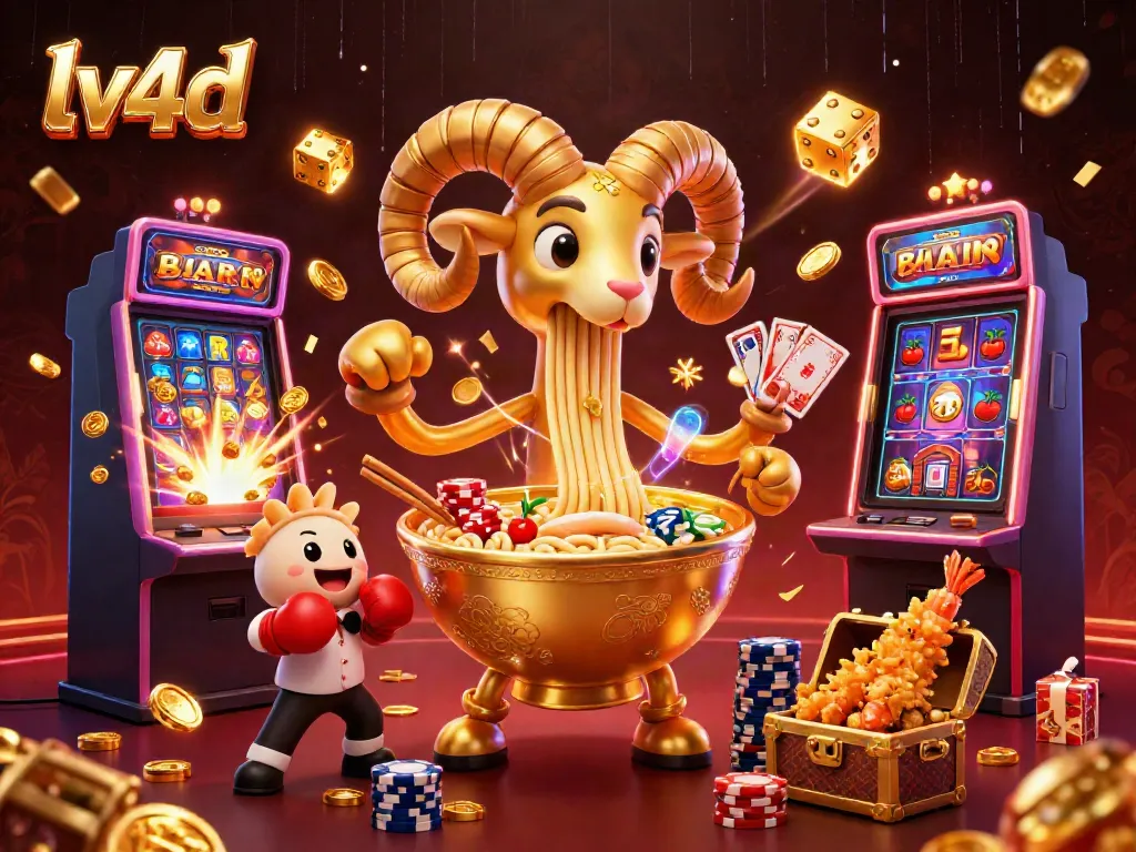 Experience thrilling casino action with lv4d's vibrant illustration featuring dynamic characters and game elements.