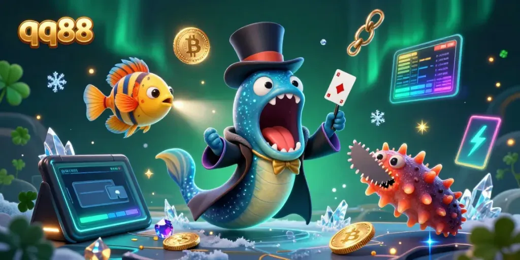 Experience thrilling magic tricks with qq88's deep-sea characters illuminating the crypto gaming world.