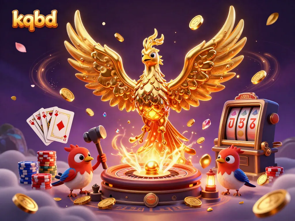 Experience kqbd with a vibrant scene featuring a golden phoenix and dynamic gambling elements.
